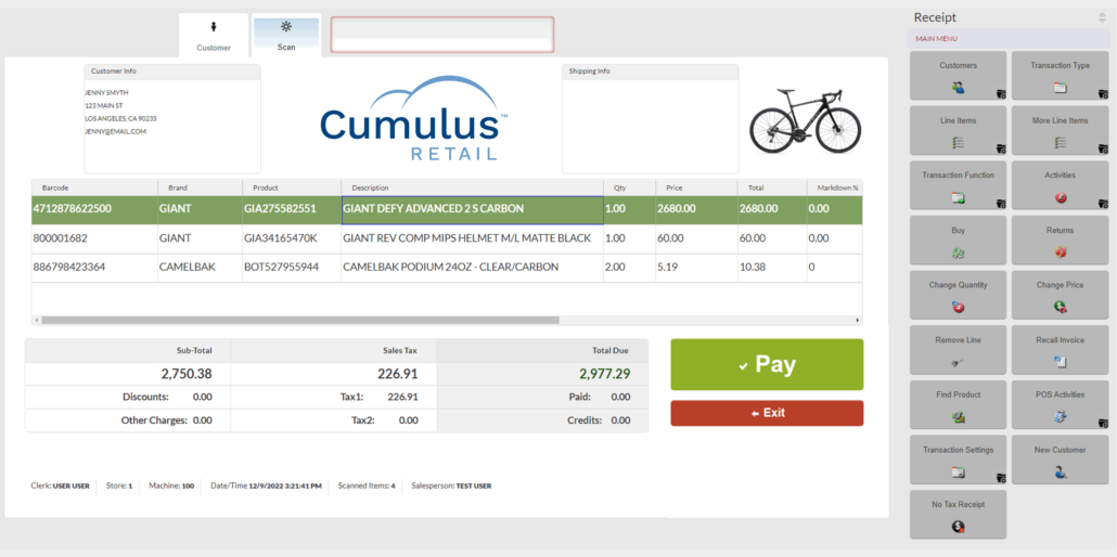 Cumulus Retail Elo Touch for Sporting Goods